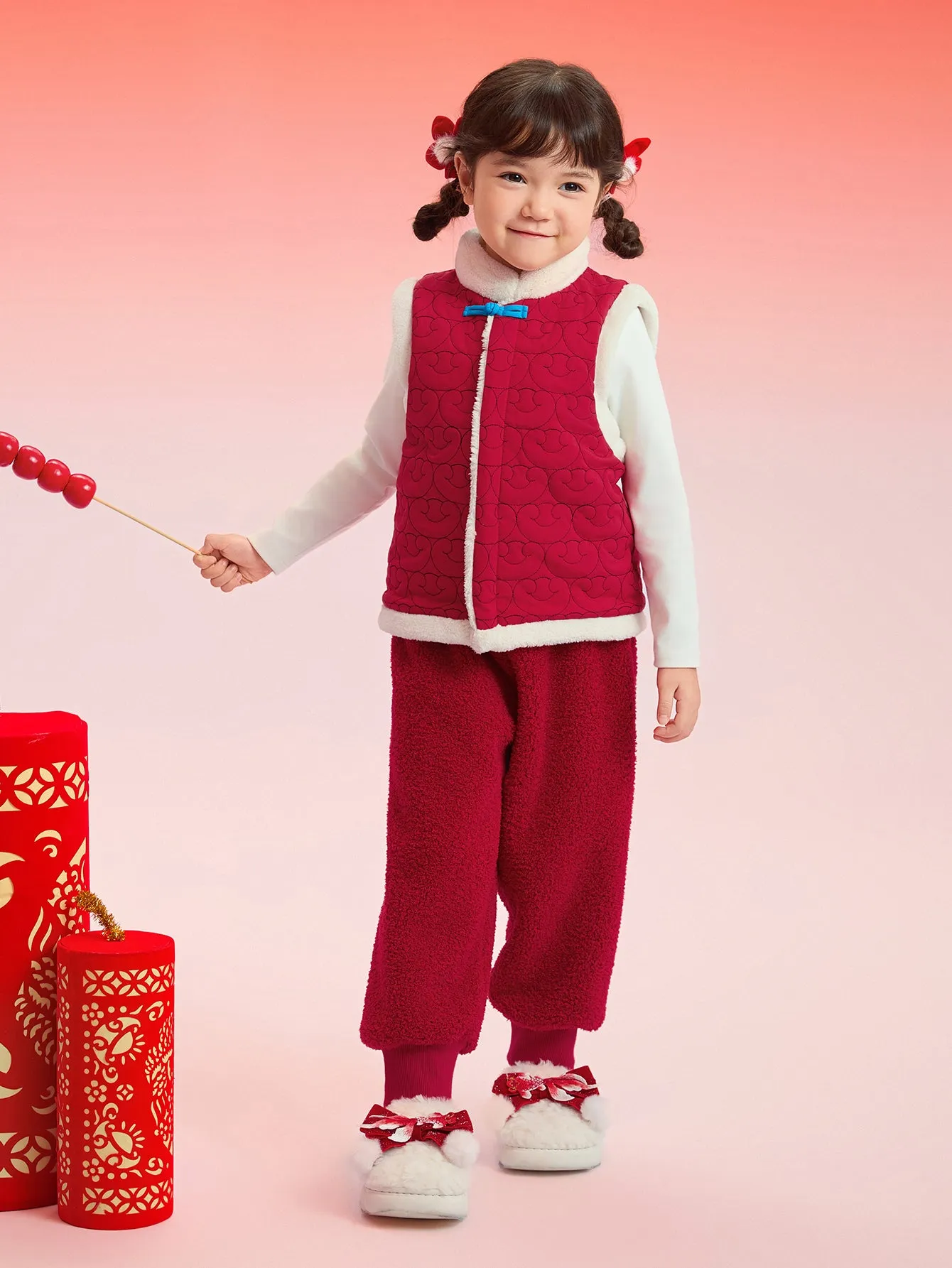 Balabala Baby Cotton Vest 2025 New Boy And Vest New Year's Animal Year Greeting Red