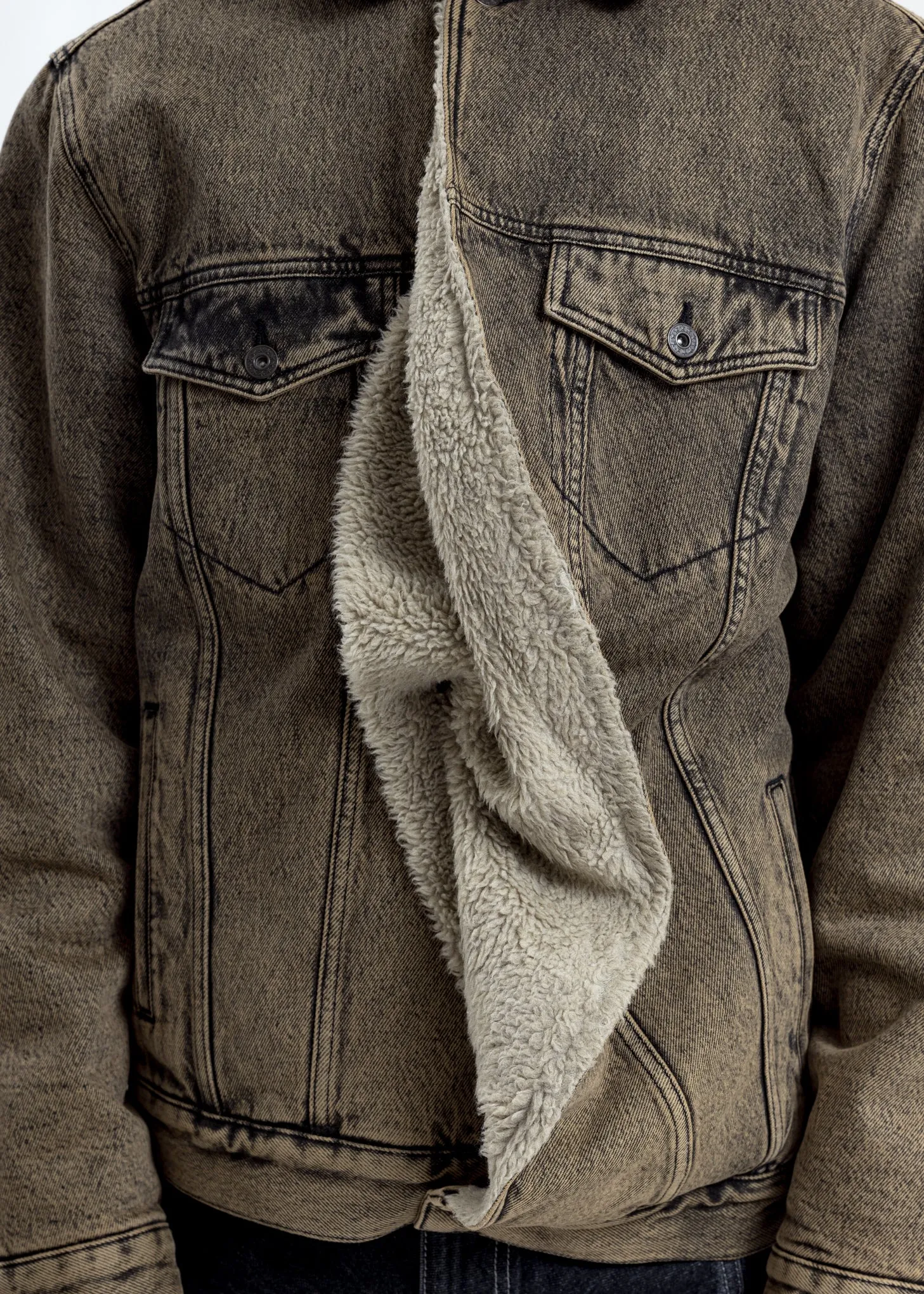 Beige Twisted Denim Jacket