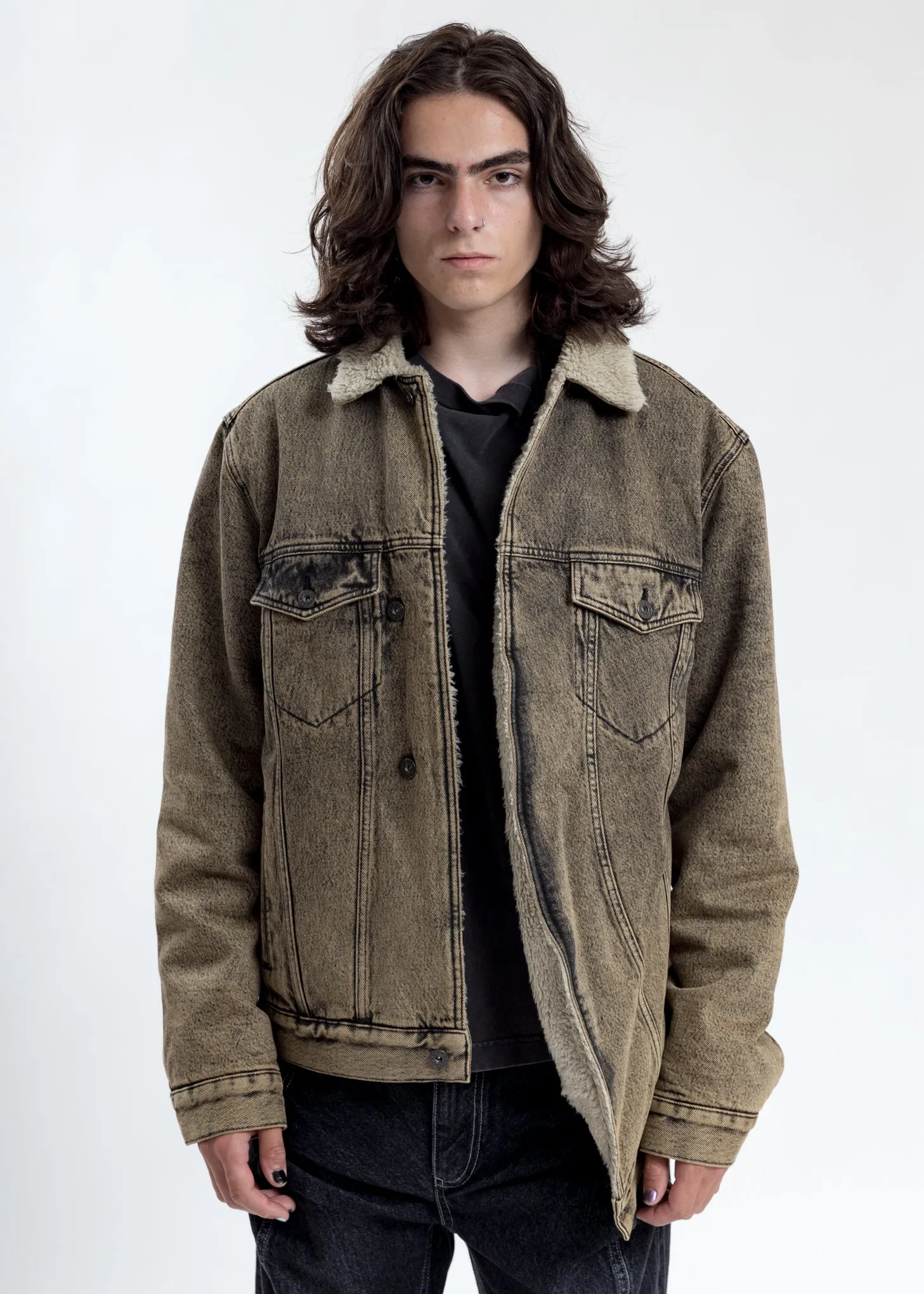 Beige Twisted Denim Jacket