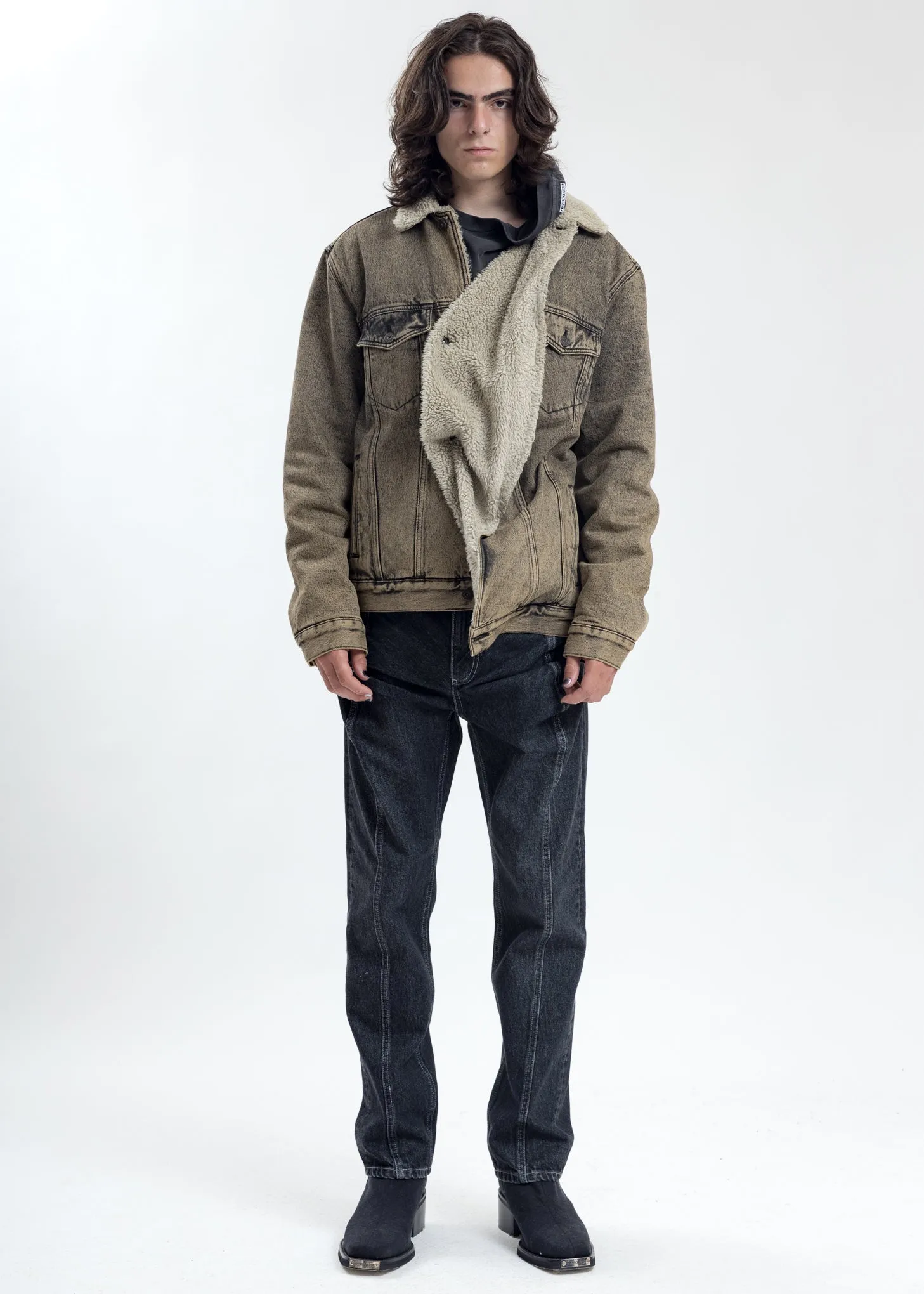 Beige Twisted Denim Jacket