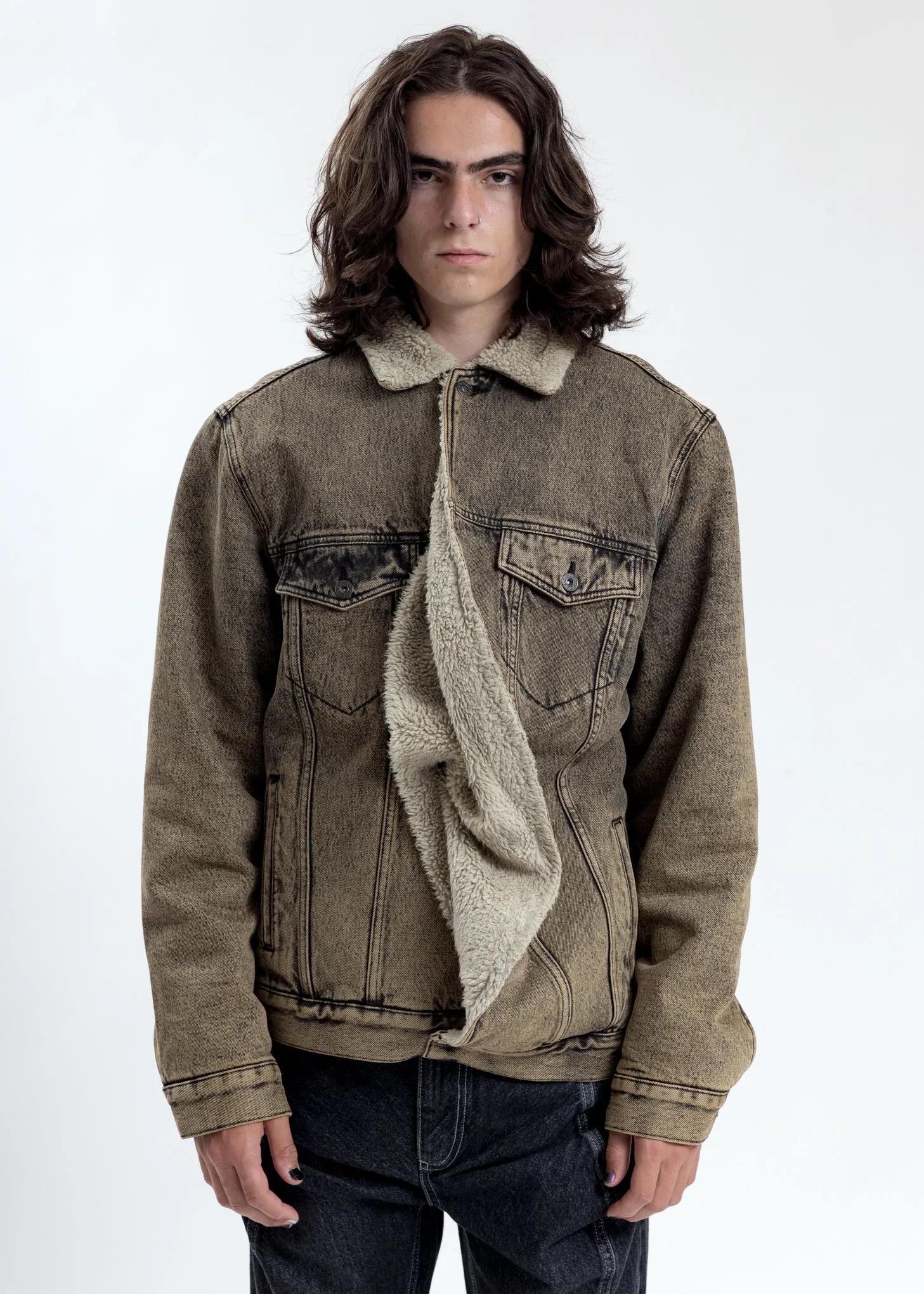Beige Twisted Denim Jacket