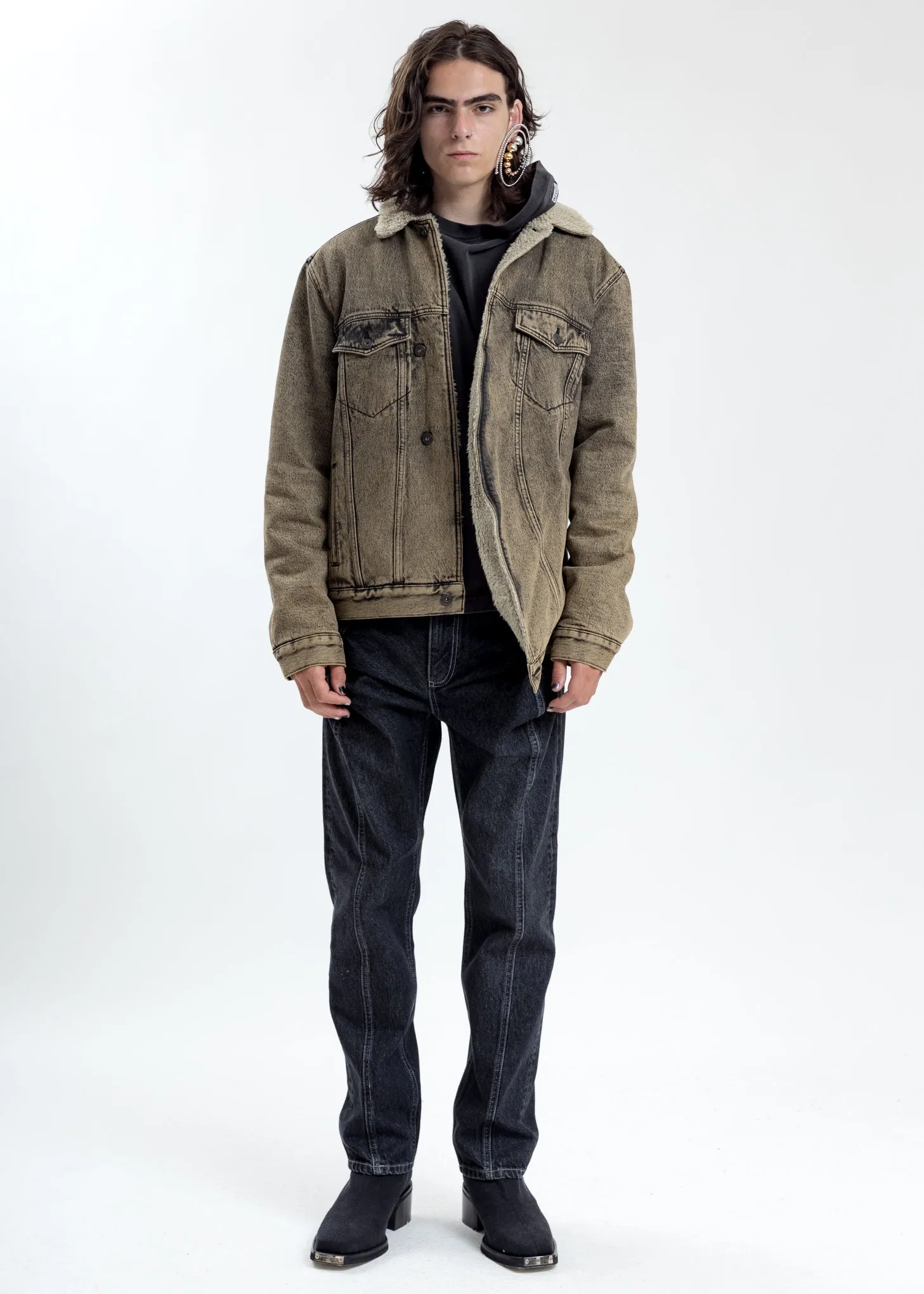 Beige Twisted Denim Jacket