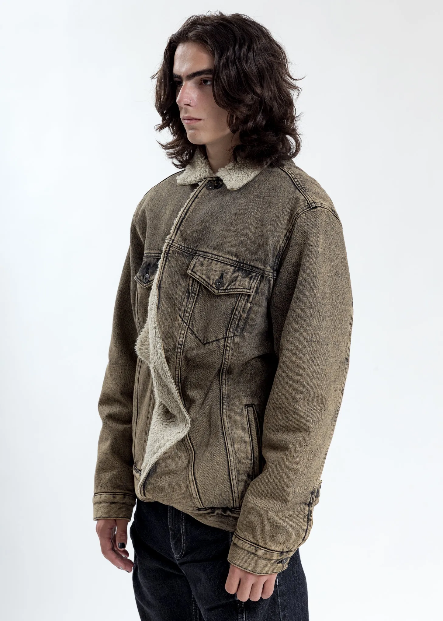 Beige Twisted Denim Jacket