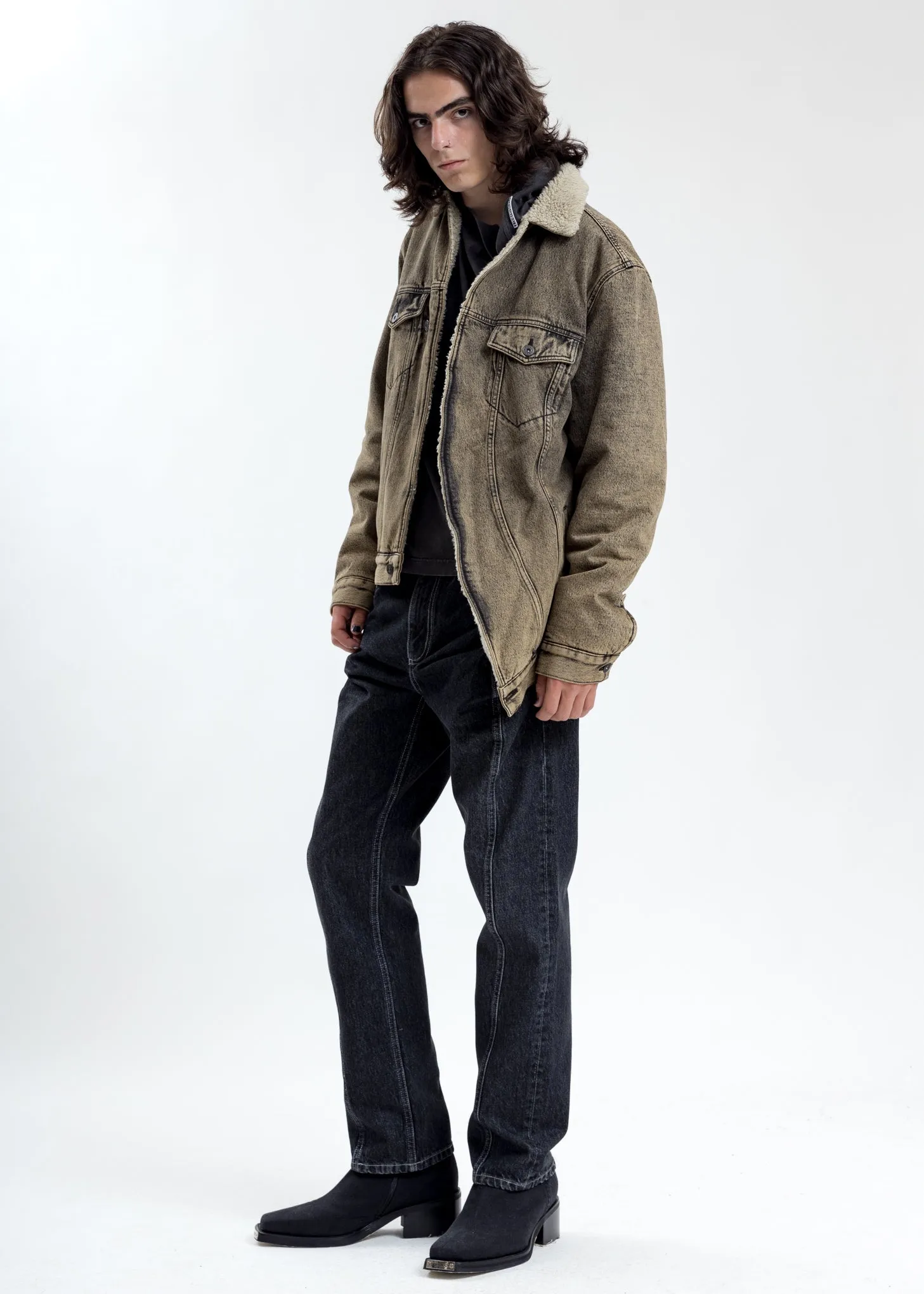 Beige Twisted Denim Jacket