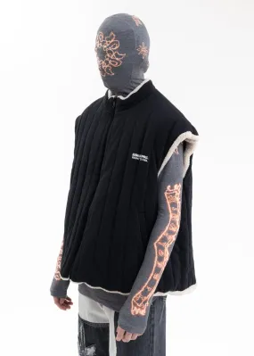 BLACK FLOWER MAN REVERSIBLE VEST PUFFER JACKET