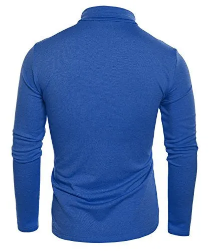 Coofandy Mens Casual Basic Thermal Turtleneck Slim Fit Pullover Thermal Sweaters, Blue, Medium