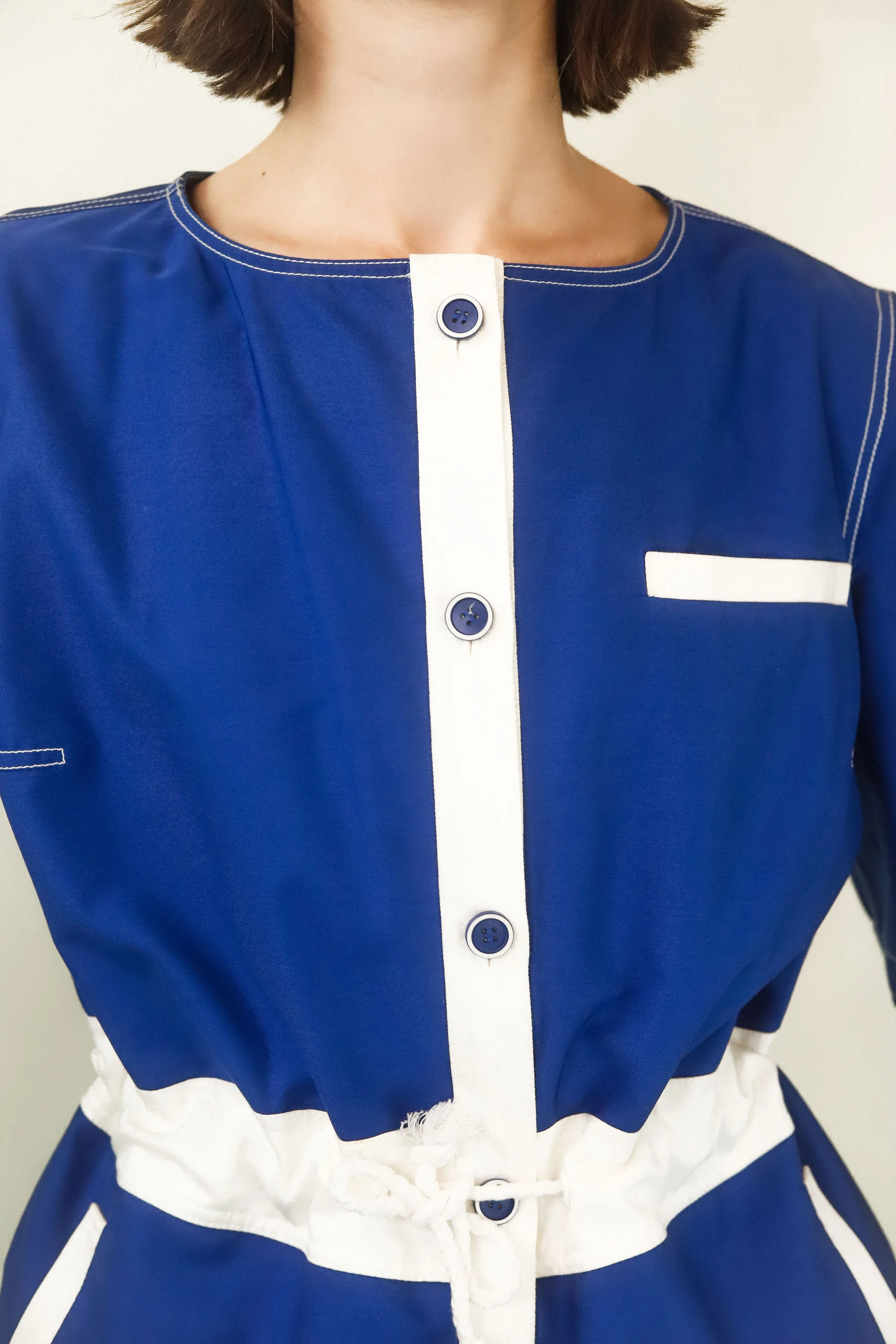 Courreges Blue & White Drawstring Jacket