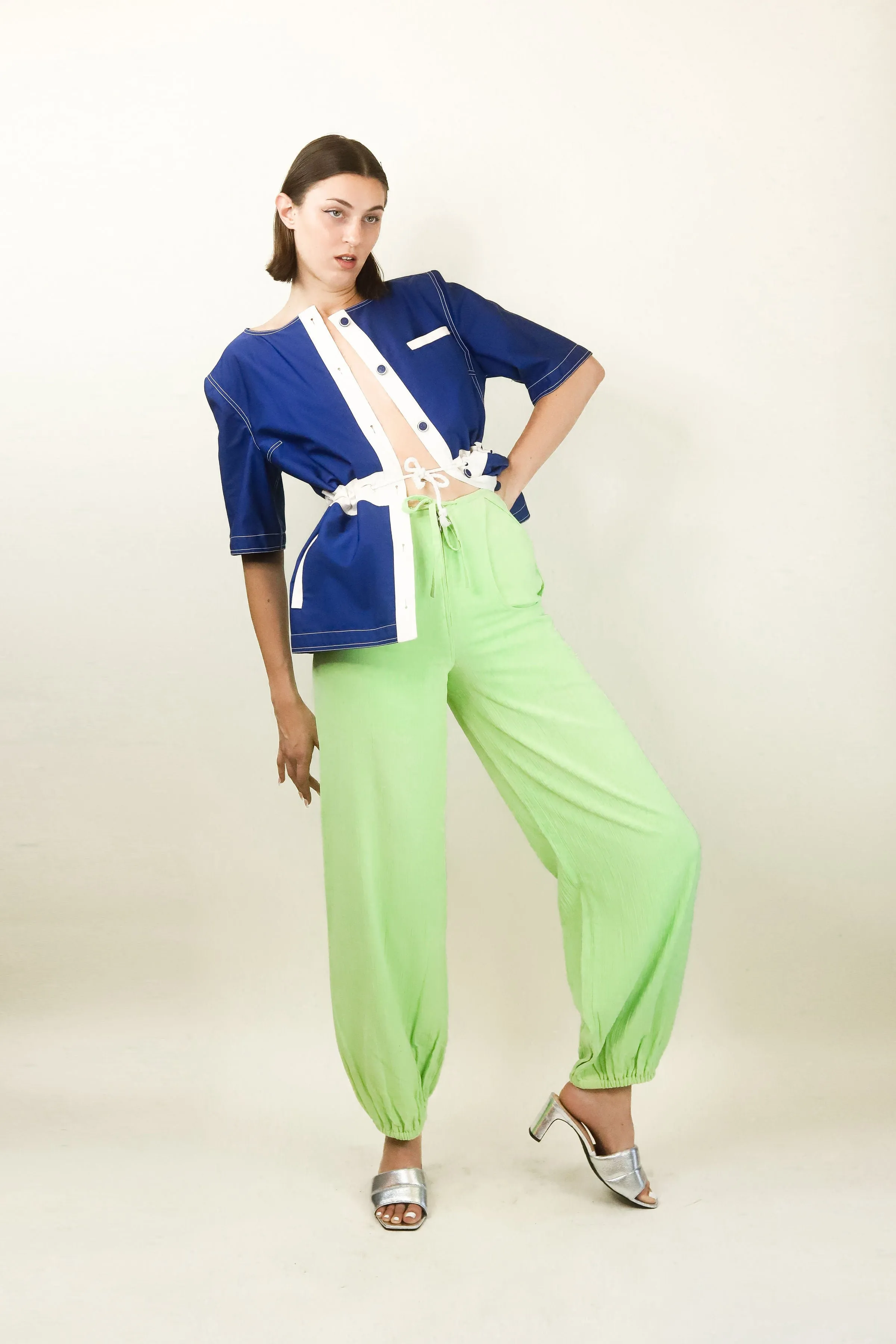 Courreges Blue & White Drawstring Jacket