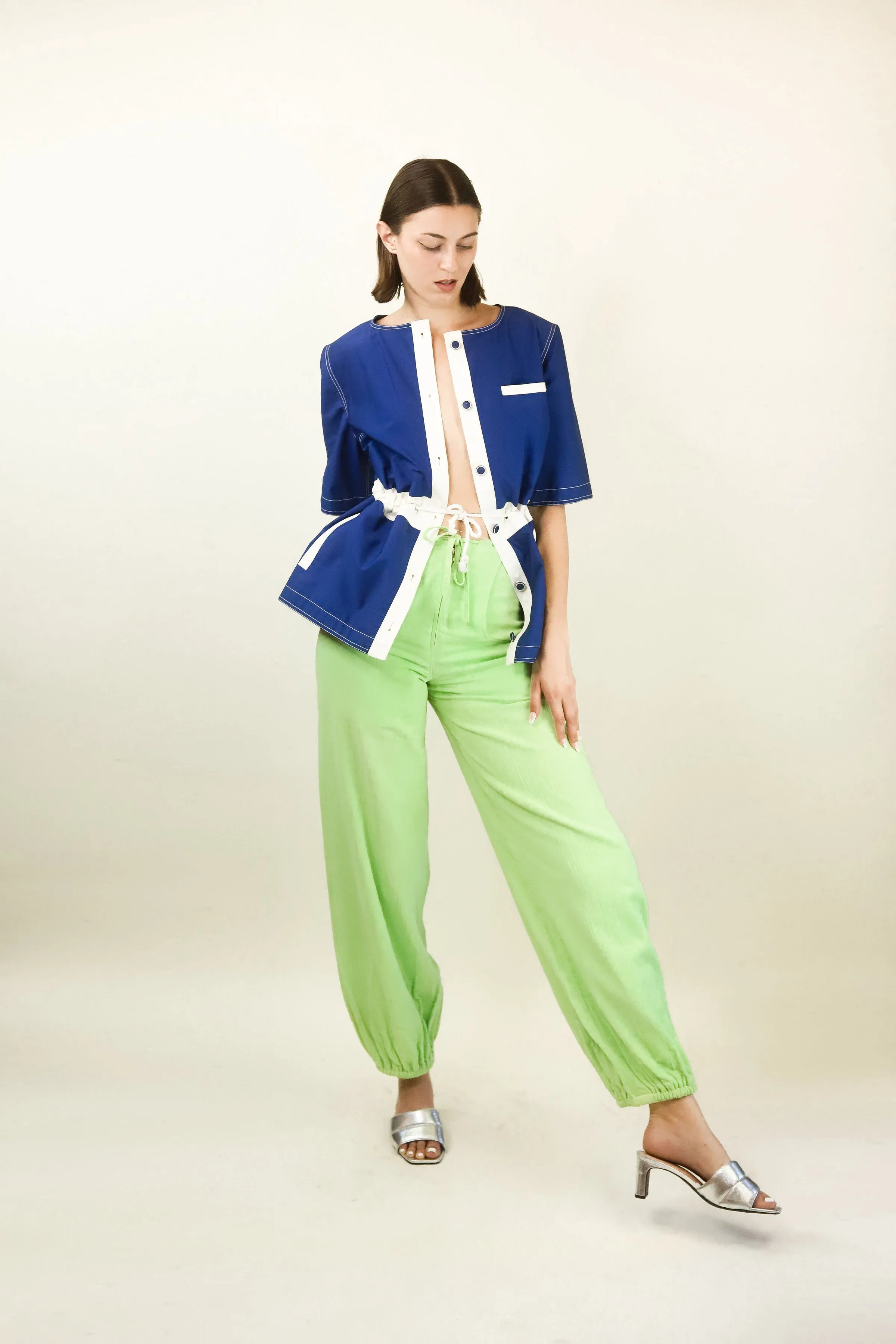 Courreges Blue & White Drawstring Jacket