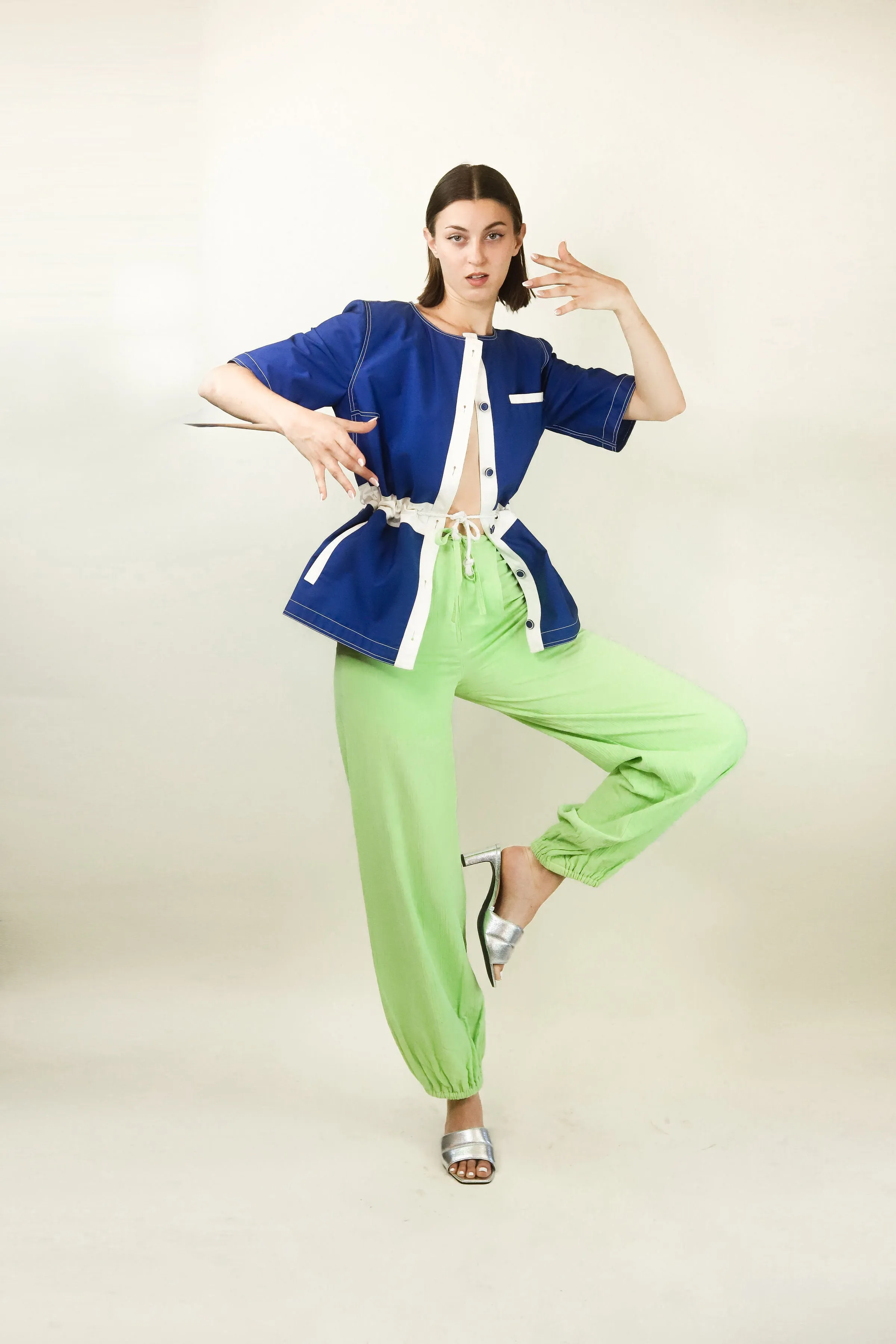 Courreges Blue & White Drawstring Jacket
