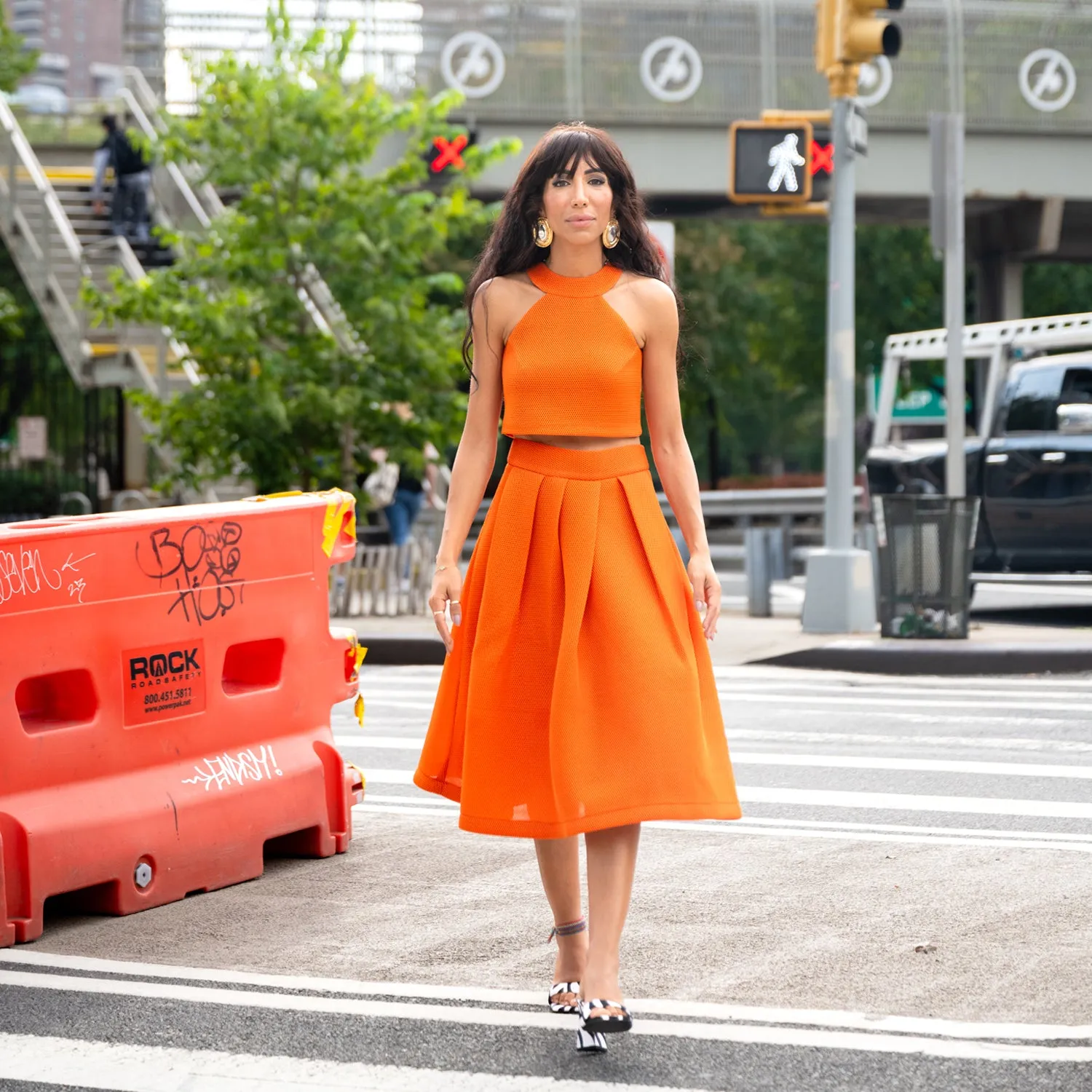 Full Midi Skirt in Orange