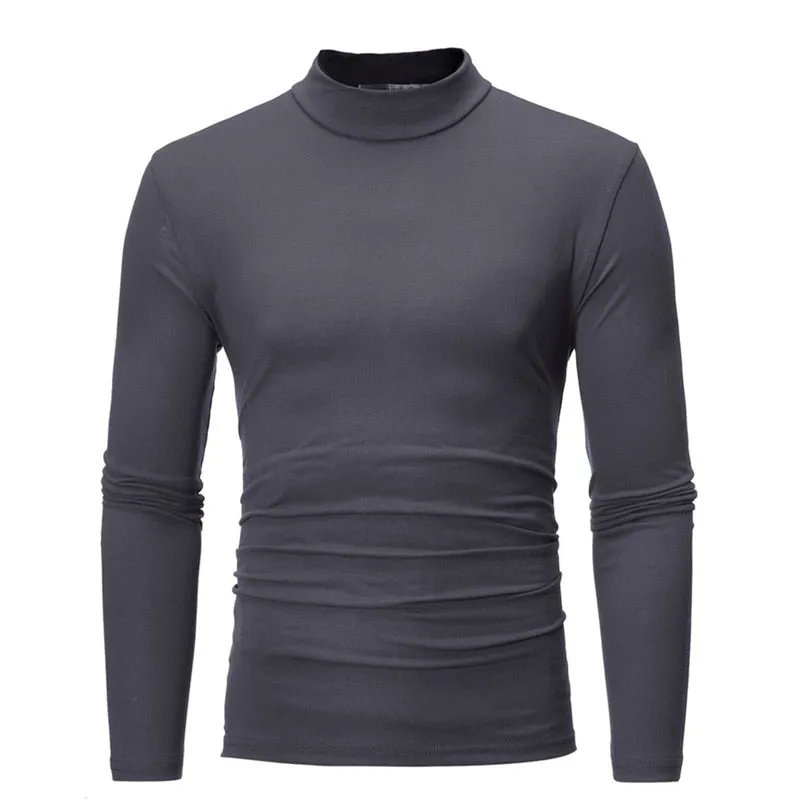 Jodimitty Winter Warm Half High Collar Fashion Thermal Underwear Men Mock Neck Basic T-shirt Blouse Pullover Long Sleeve Top