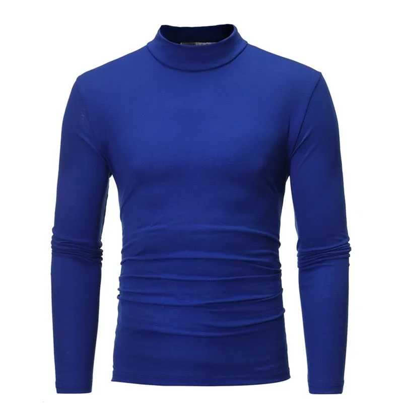 Jodimitty Winter Warm Half High Collar Fashion Thermal Underwear Men Mock Neck Basic T-shirt Blouse Pullover Long Sleeve Top