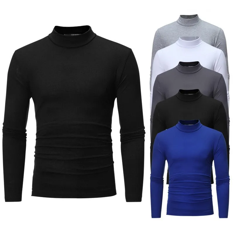 Jodimitty Winter Warm Half High Collar Fashion Thermal Underwear Men Mock Neck Basic T-shirt Blouse Pullover Long Sleeve Top