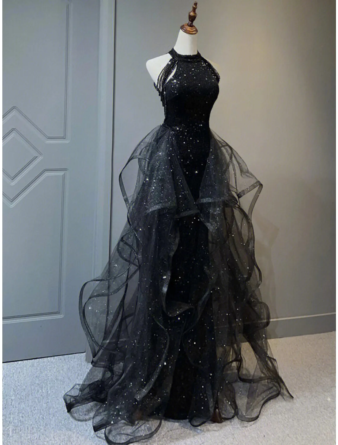 kamahe A-Line Prom Black Dress Vintage Dress Wedding Party Birthday Sweep