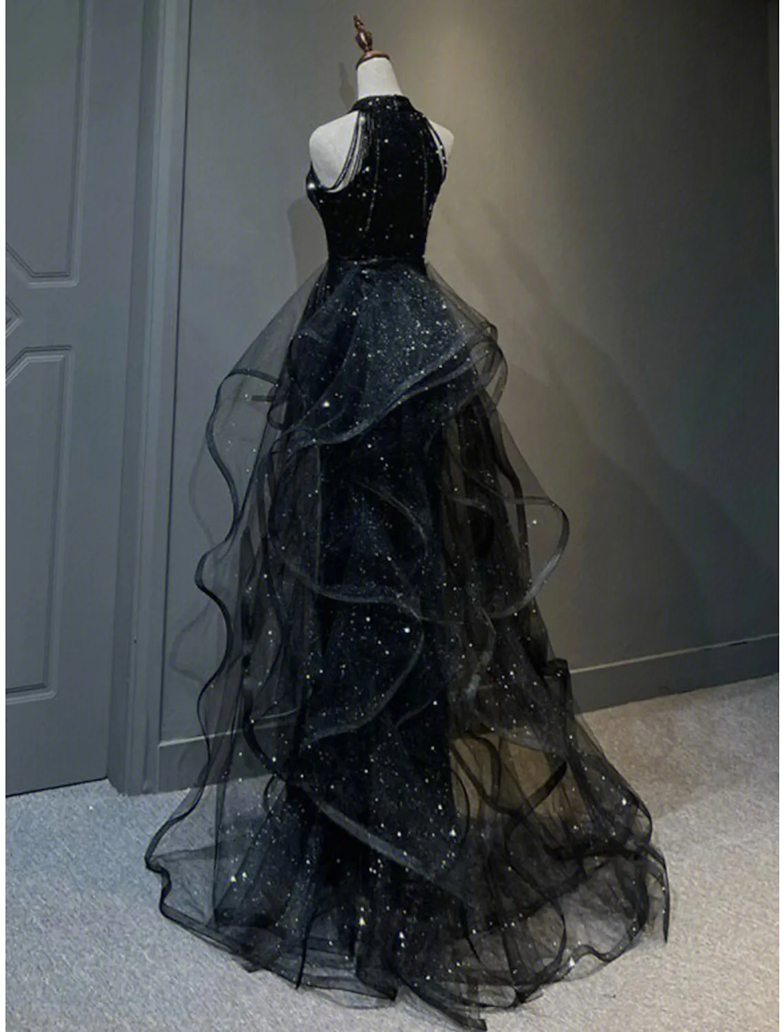 kamahe A-Line Prom Black Dress Vintage Dress Wedding Party Birthday Sweep