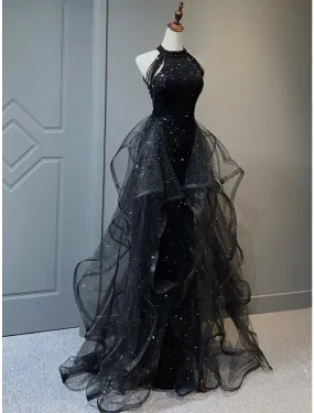 kamahe A-Line Prom Black Dress Vintage Dress Wedding Party Birthday Sweep