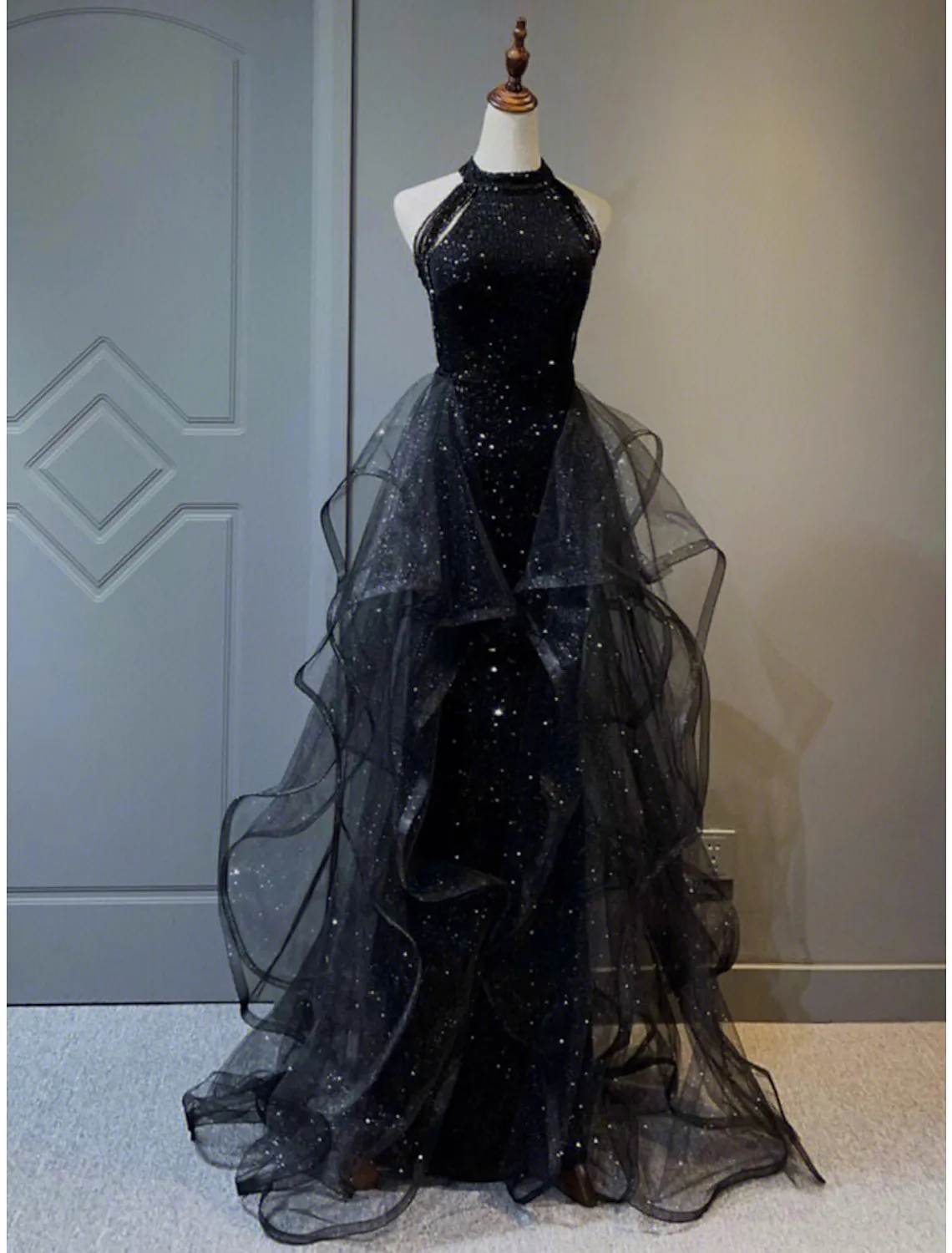 kamahe A-Line Prom Black Dress Vintage Dress Wedding Party Birthday Sweep