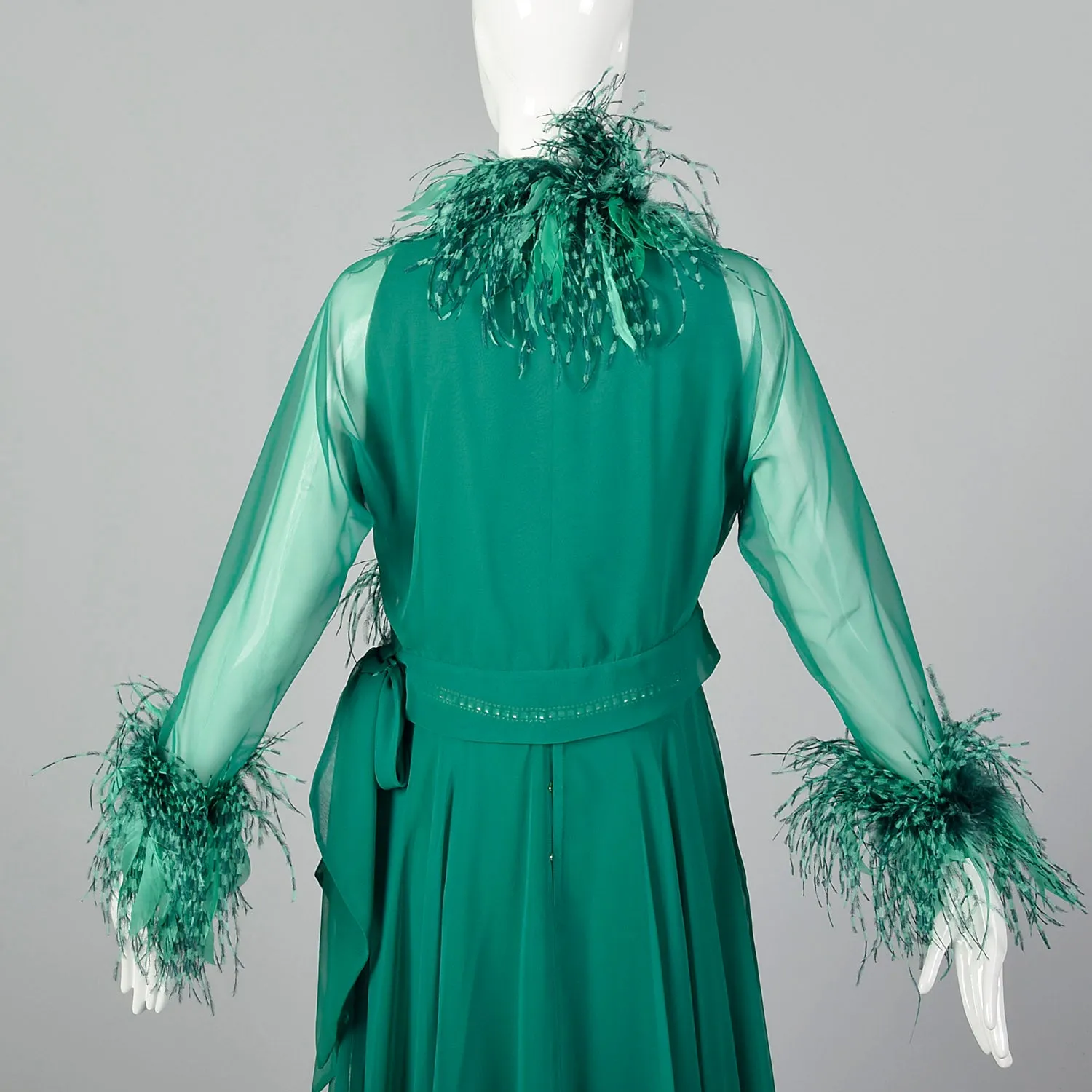 Medium Adele Simpson Elizabeth Arden 1970s Feather Gown and Jacket