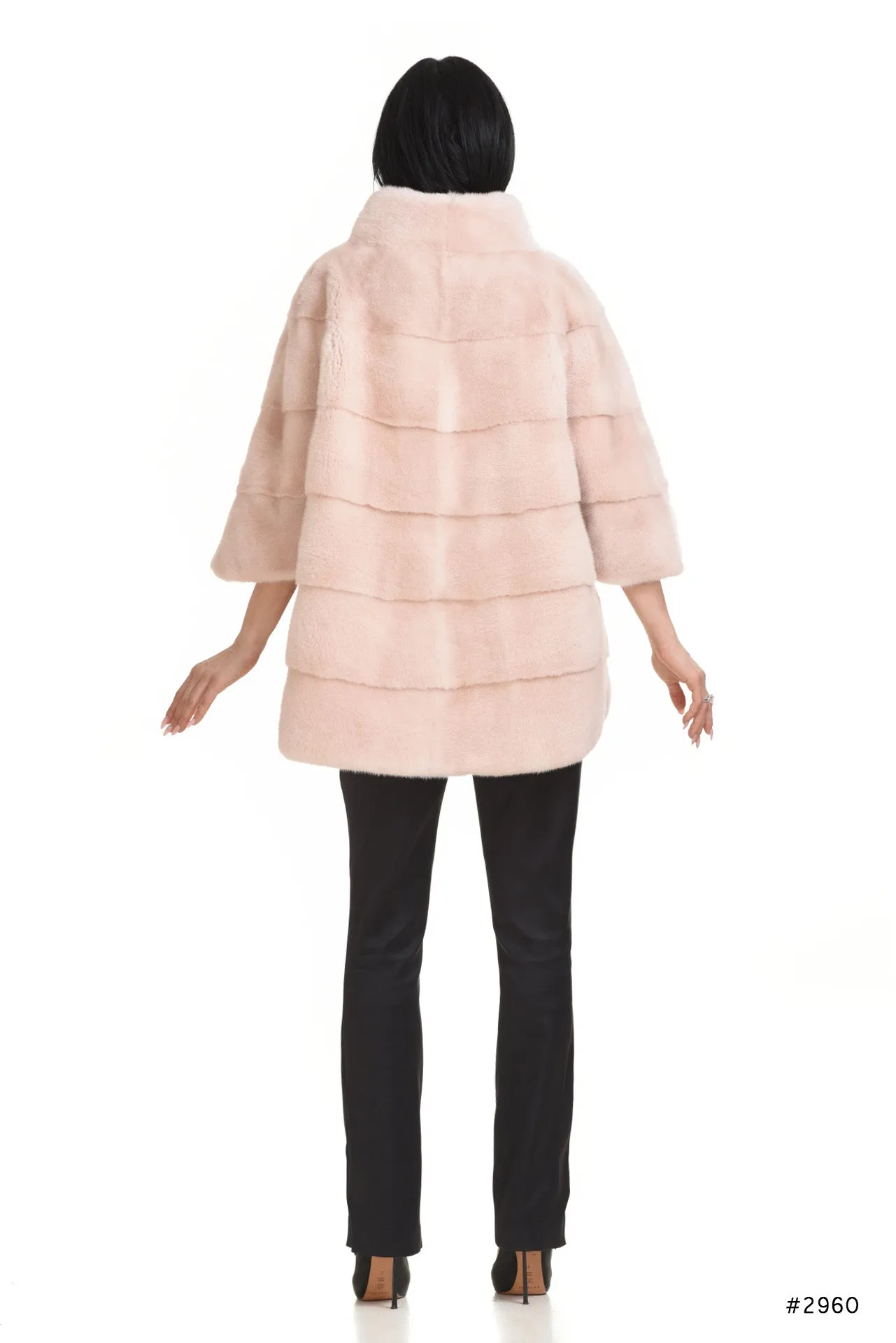 Oversize mink cape/jacket with stand up collar