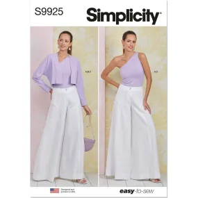 Simplicity Sewing Pattern S9925 Misses' Pants, Knit Shrug and Top