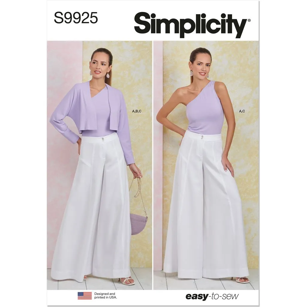 Simplicity Sewing Pattern S9925 Misses' Pants, Knit Shrug and Top