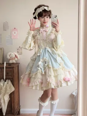 Uncle Wall Original~Sleep Macaron~Sweet Lolita OP Dress Solid Color Dress
