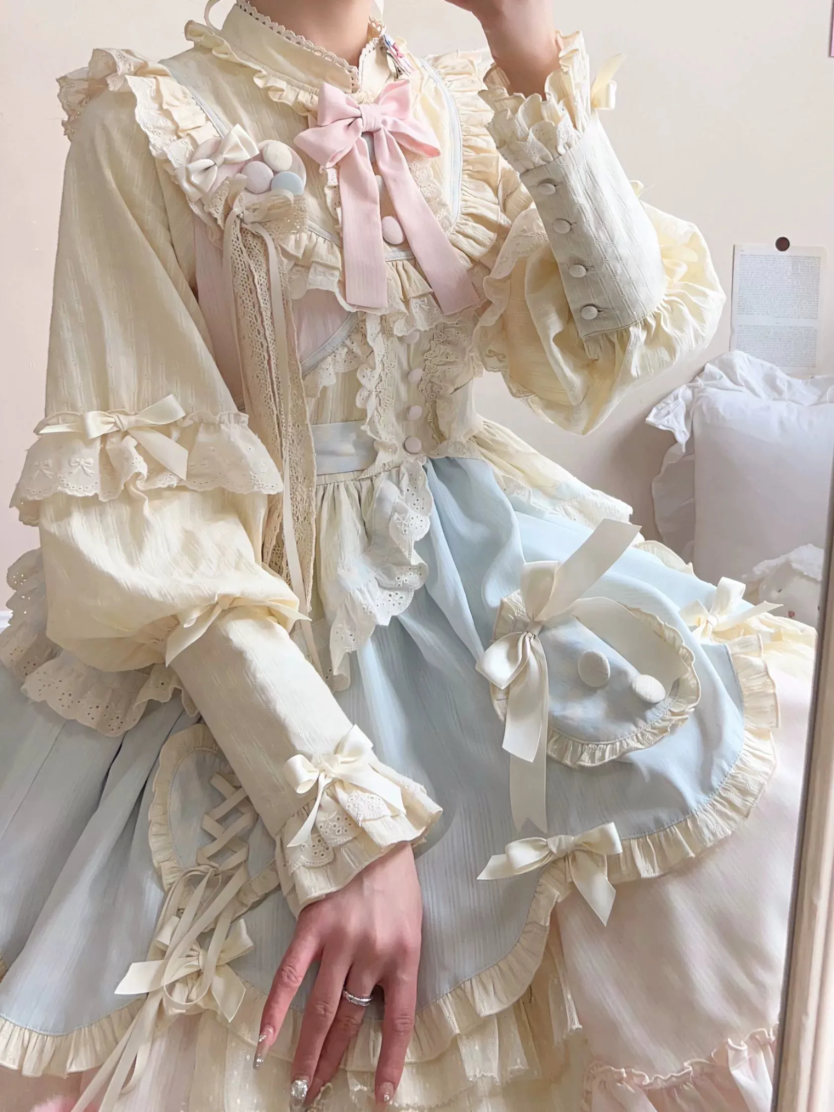 Uncle Wall Original~Sleep Macaron~Sweet Lolita OP Dress Solid Color Dress