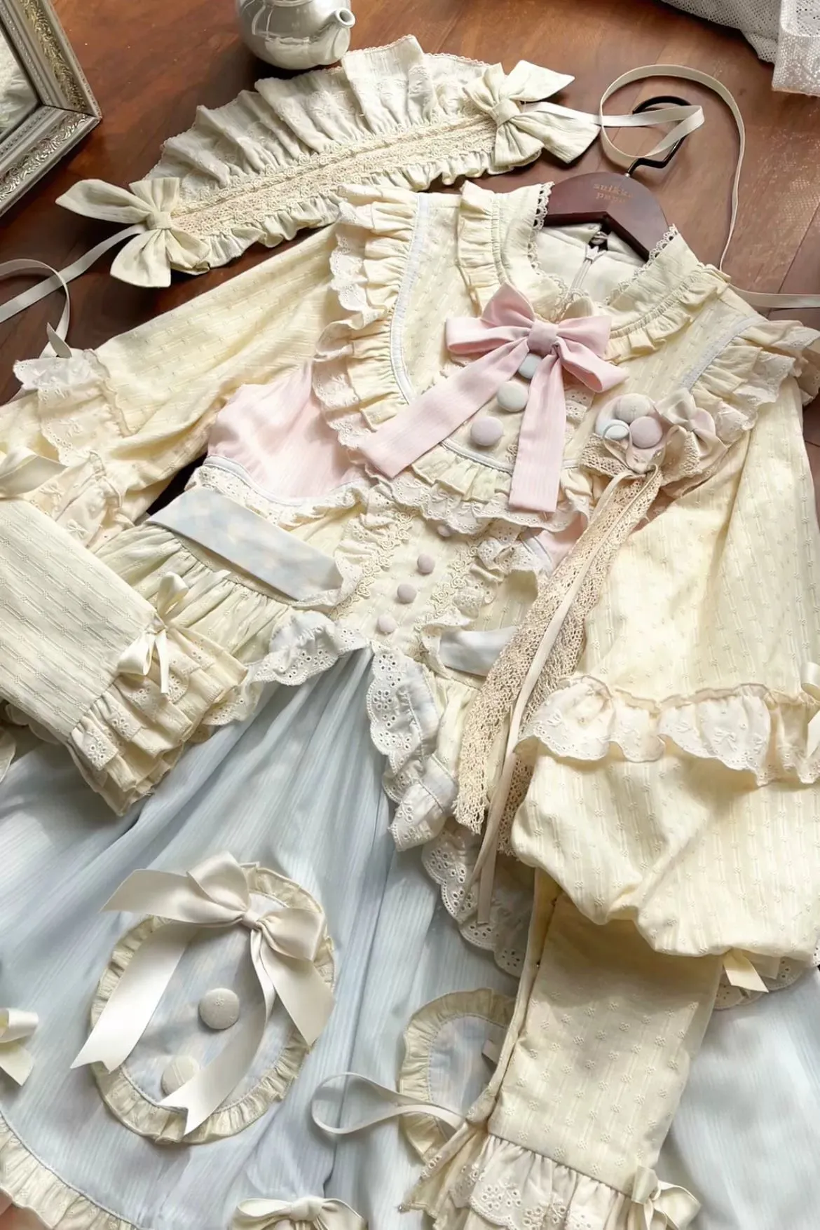 Uncle Wall Original~Sleep Macaron~Sweet Lolita OP Dress Solid Color Dress