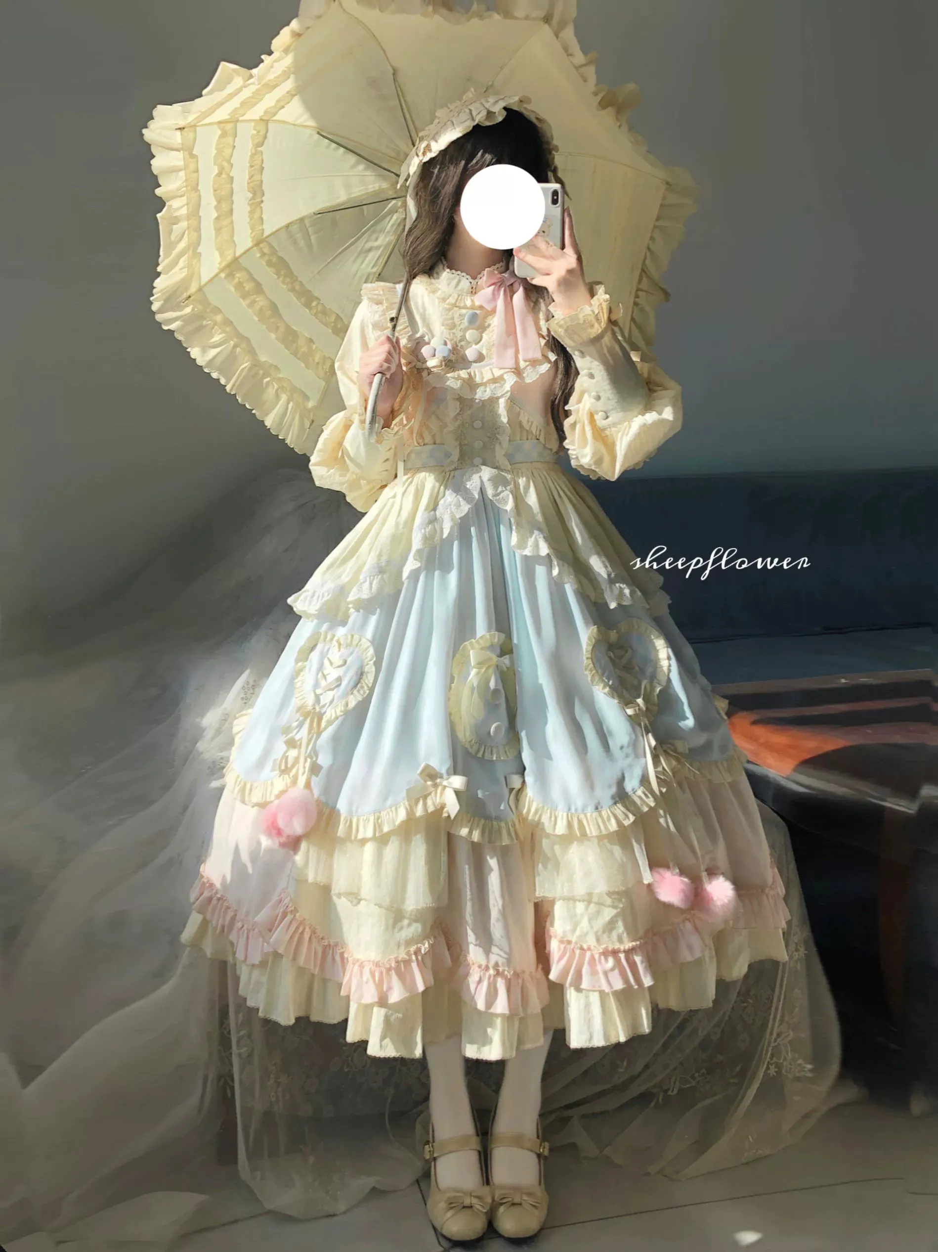 Uncle Wall Original~Sleep Macaron~Sweet Lolita OP Dress Solid Color Dress