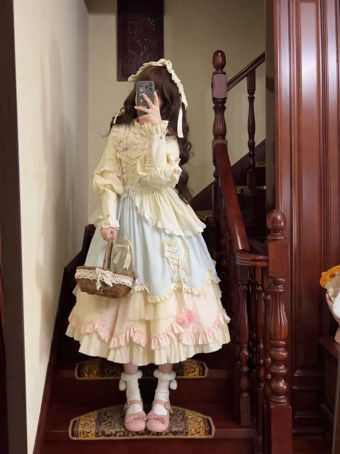 Uncle Wall Original~Sleep Macaron~Sweet Lolita OP Dress Solid Color Dress