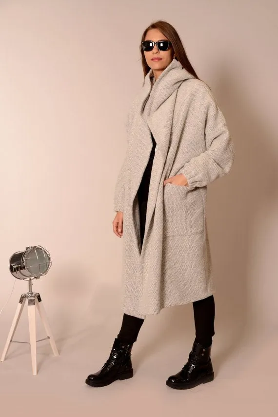 Wool oversized coat cardigan Light grey | Danellys ღ