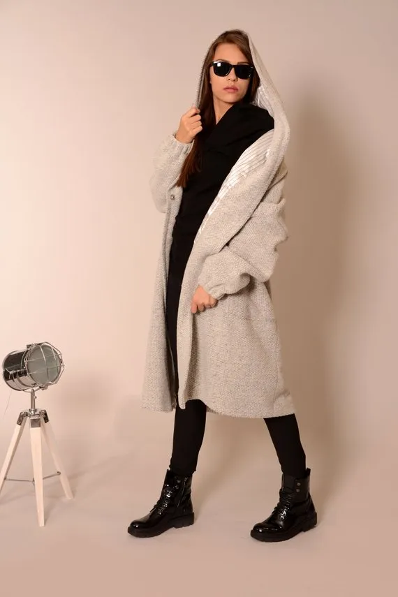 Wool oversized coat cardigan Light grey | Danellys ღ