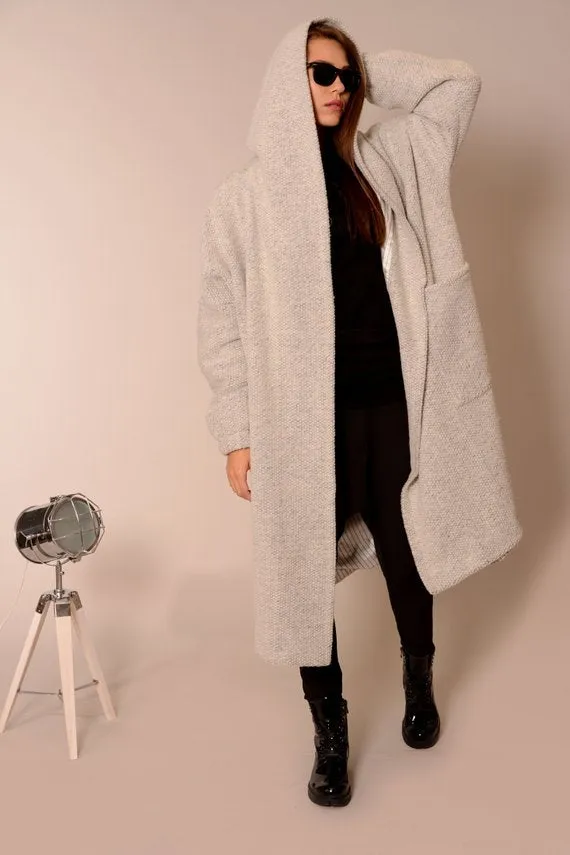 Wool oversized coat cardigan Light grey | Danellys ღ